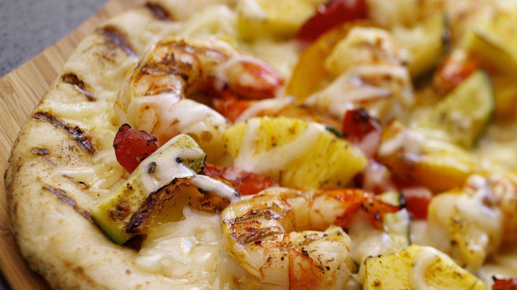 Grilled Lobster & Prawn Flat Bread Pizza